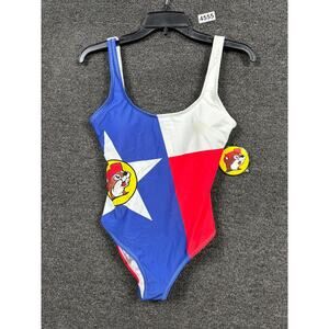 Buc-ee's Swimsuit Womens Medium Texas Flag One Piece Bathing Suit Red Blue White
